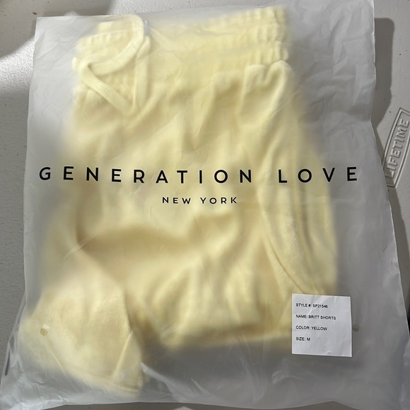 🆕Generation Love New York Lemon Yellow Soft Velour Britt Shorts Choose Love - Picture 8 of 9
